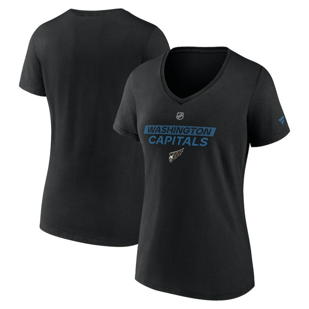 Washington Capitals Fanatics Women's Authentic Pro Alt Logo V-Neck T-Shirt - Black | US 201203791