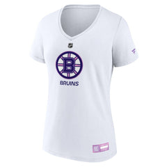 Boston Bruins Fanatics Women's 2024 Hockey Fights Cancer V-Neck T-Shirt - White | US 201204272