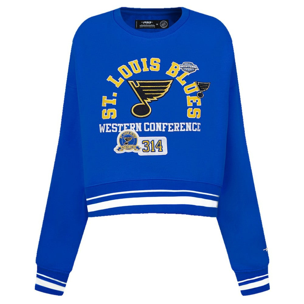 St. Louis Blues Pro Standard Women's Area Code Cropped Pullover Sweatshirt - Blue | US 201205070