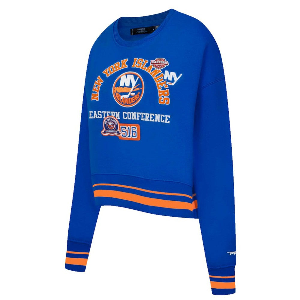 New York Islanders Pro Standard Women's Area Code Cropped Pullover Sweatshirt - Royal | US 201205081