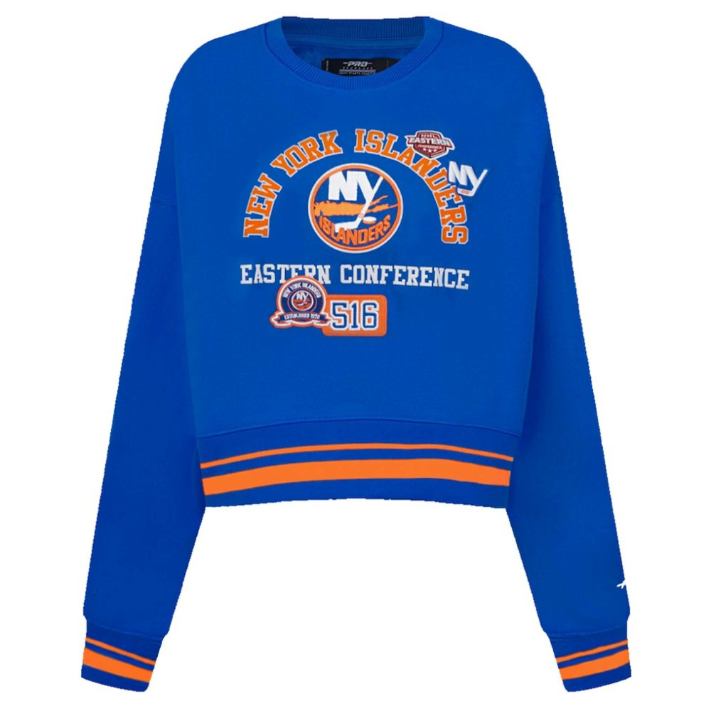 New York Islanders Pro Standard Women's Area Code Cropped Pullover Sweatshirt - Royal | US 201205081