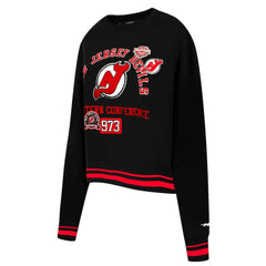 New Jersey Devils Pro Standard Women's Area Code Cropped Pullover Sweatshirt - Black | US 201205085