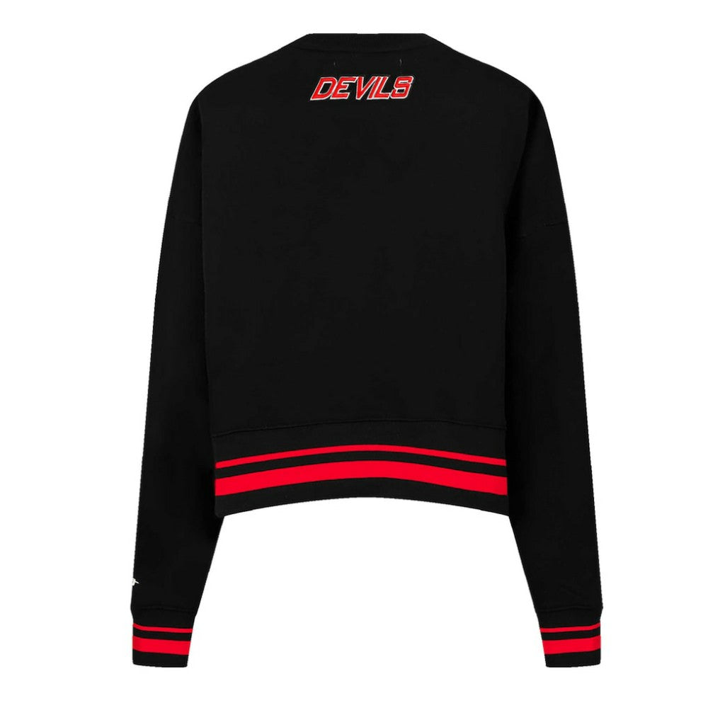 New Jersey Devils Pro Standard Women's Area Code Cropped Pullover Sweatshirt - Black | US 201205085