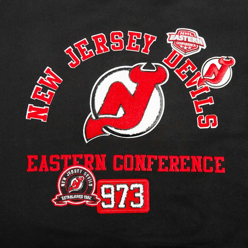 New Jersey Devils Pro Standard Women's Area Code Cropped Pullover Sweatshirt - Black | US 201205085