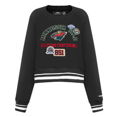 Minnesota Wild Pro Standard Women's Area Code Cropped Pullover Sweatshirt - Black | US 201205088