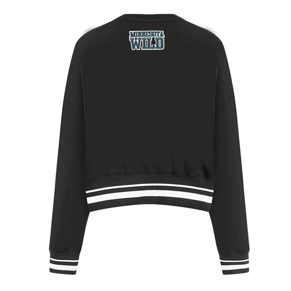 Minnesota Wild Pro Standard Women's Area Code Cropped Pullover Sweatshirt - Black | US 201205088
