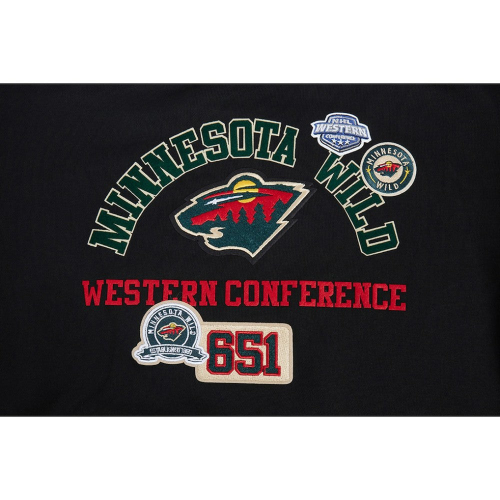 Minnesota Wild Pro Standard Women's Area Code Cropped Pullover Sweatshirt - Black | US 201205088