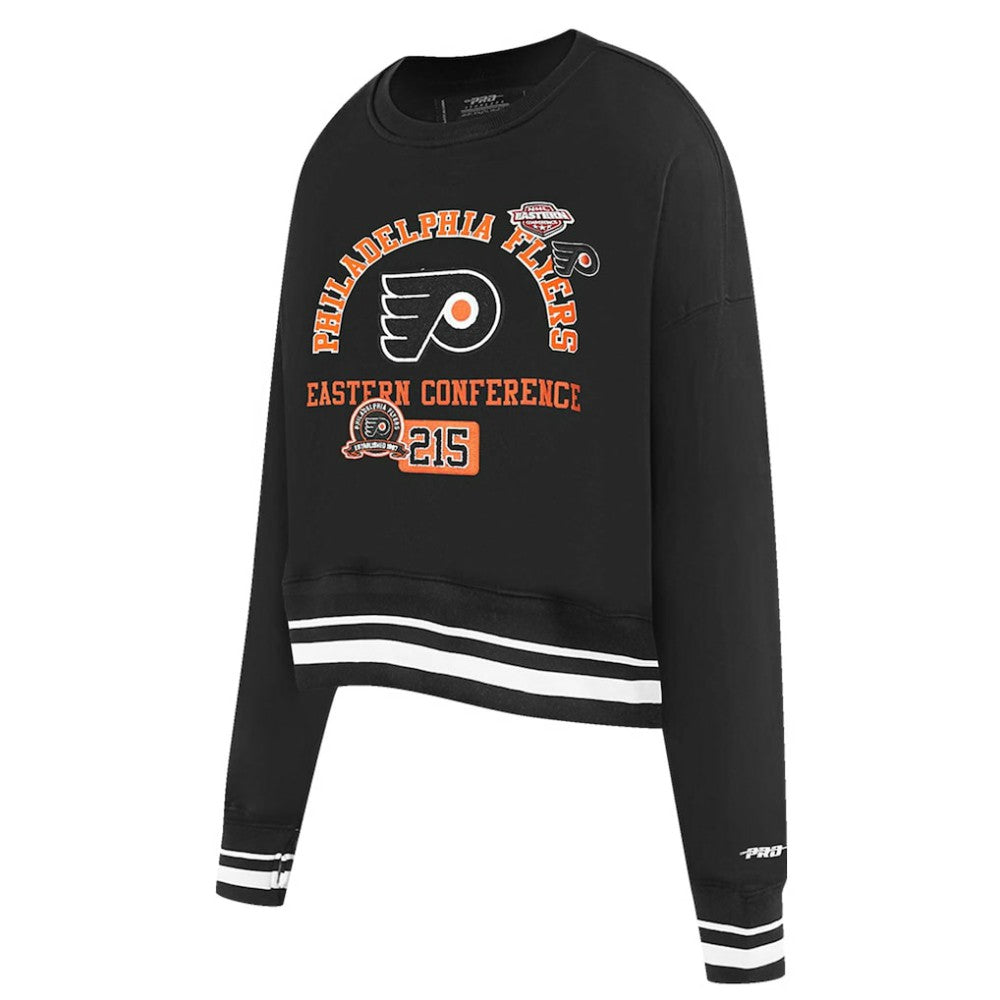 Philadelphia Flyers Pro Standard Women's Area Code Cropped Pullover Sweatshirt - Black | US 201205089