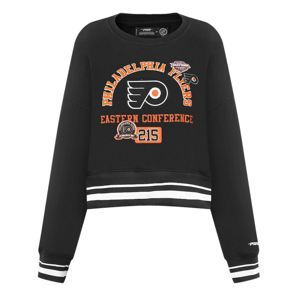 Philadelphia Flyers Pro Standard Women's Area Code Cropped Pullover Sweatshirt - Black | US 201205089