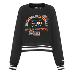 Philadelphia Flyers Pro Standard Women's Area Code Cropped Pullover Sweatshirt - Black | US 201205089