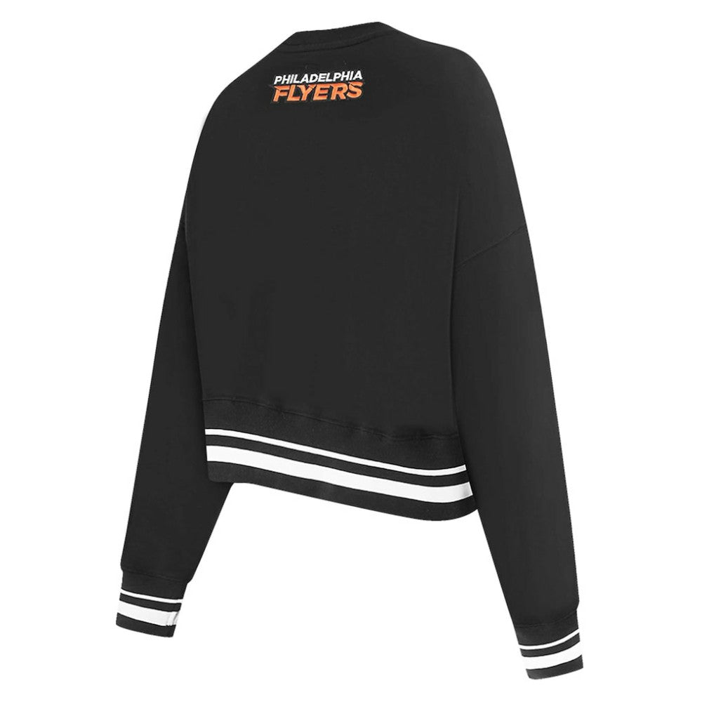 Philadelphia Flyers Pro Standard Women's Area Code Cropped Pullover Sweatshirt - Black | US 201205089