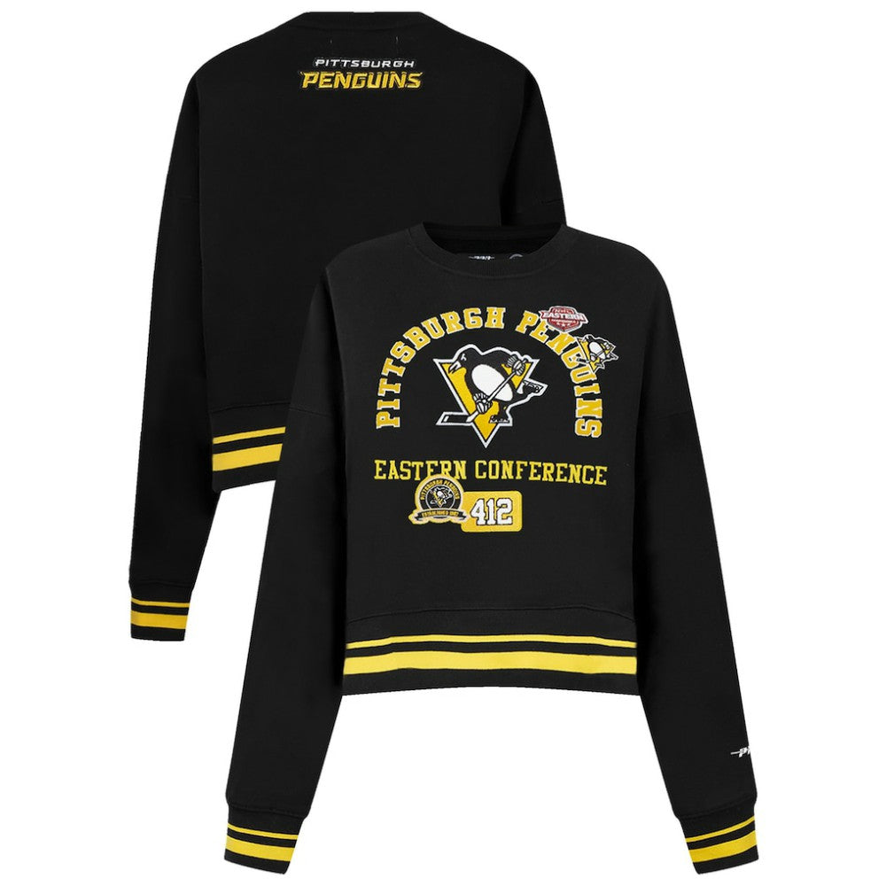 Pittsburgh Penguins Pro Standard Women's Area Code Cropped Pullover Sweatshirt - Black | US 201205090