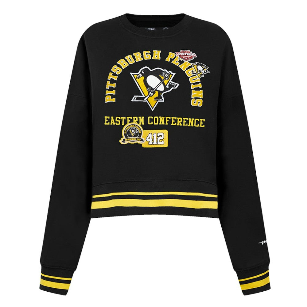 Pittsburgh Penguins Pro Standard Women's Area Code Cropped Pullover Sweatshirt - Black | US 201205090