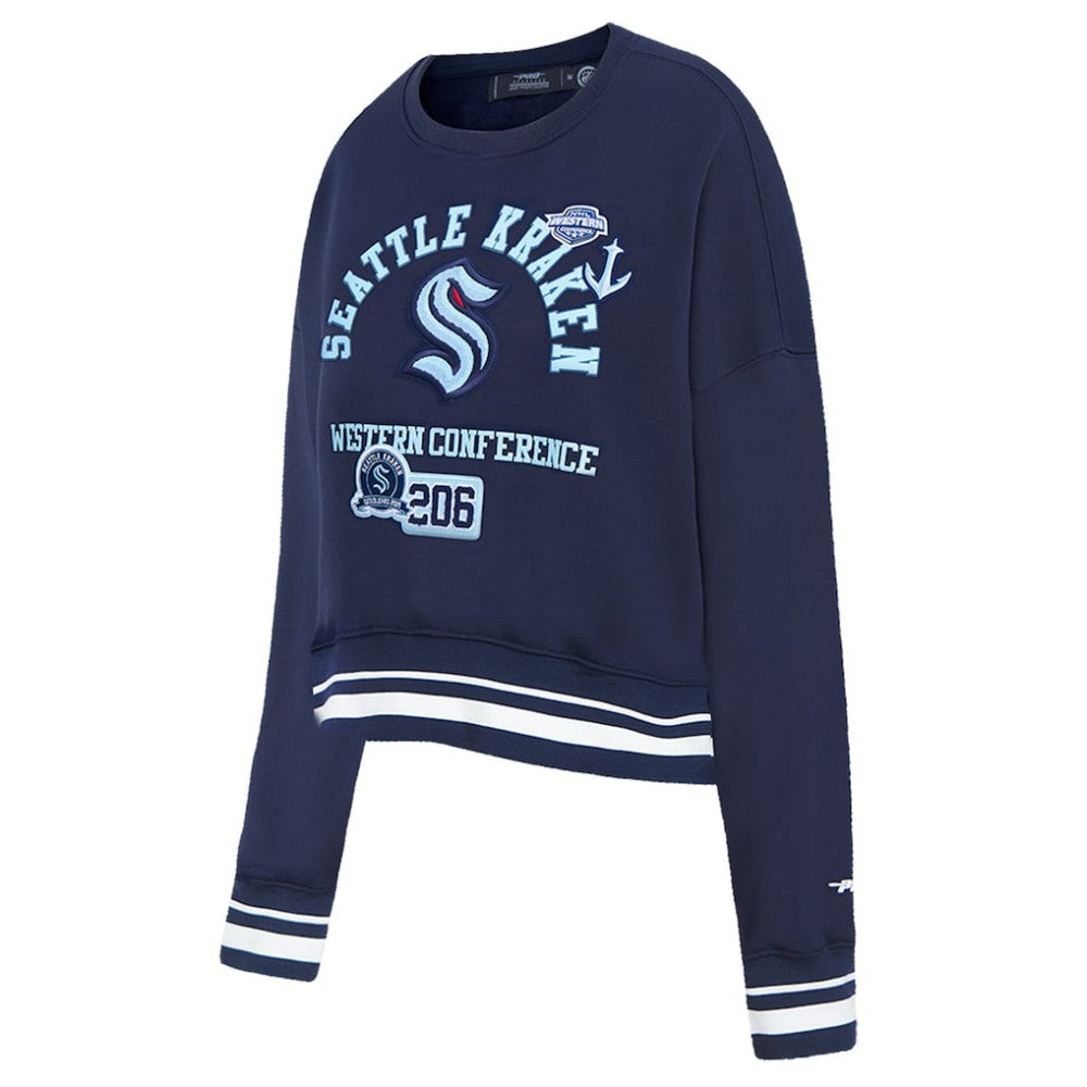 Seattle Kraken Pro Standard Women's Area Code Cropped Pullover Sweatshirt - Deep Sea Blue | US 201205091