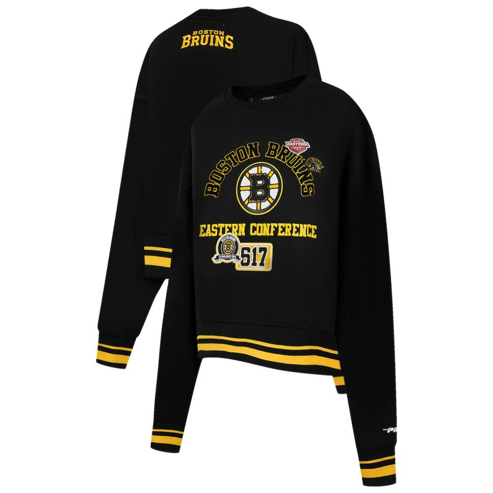Boston Bruins Pro Standard Women's Area Code Cropped Pullover Sweatshirt - Black | US 201205092