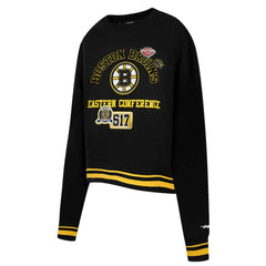 Boston Bruins Pro Standard Women's Area Code Cropped Pullover Sweatshirt - Black | US 201205092