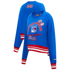 New York Rangers Pro Standard Women's Area Code Cropped Pullover Sweatshirt - Blue | US 201205094