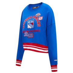 New York Rangers Pro Standard Women's Area Code Cropped Pullover Sweatshirt - Blue | US 201205094