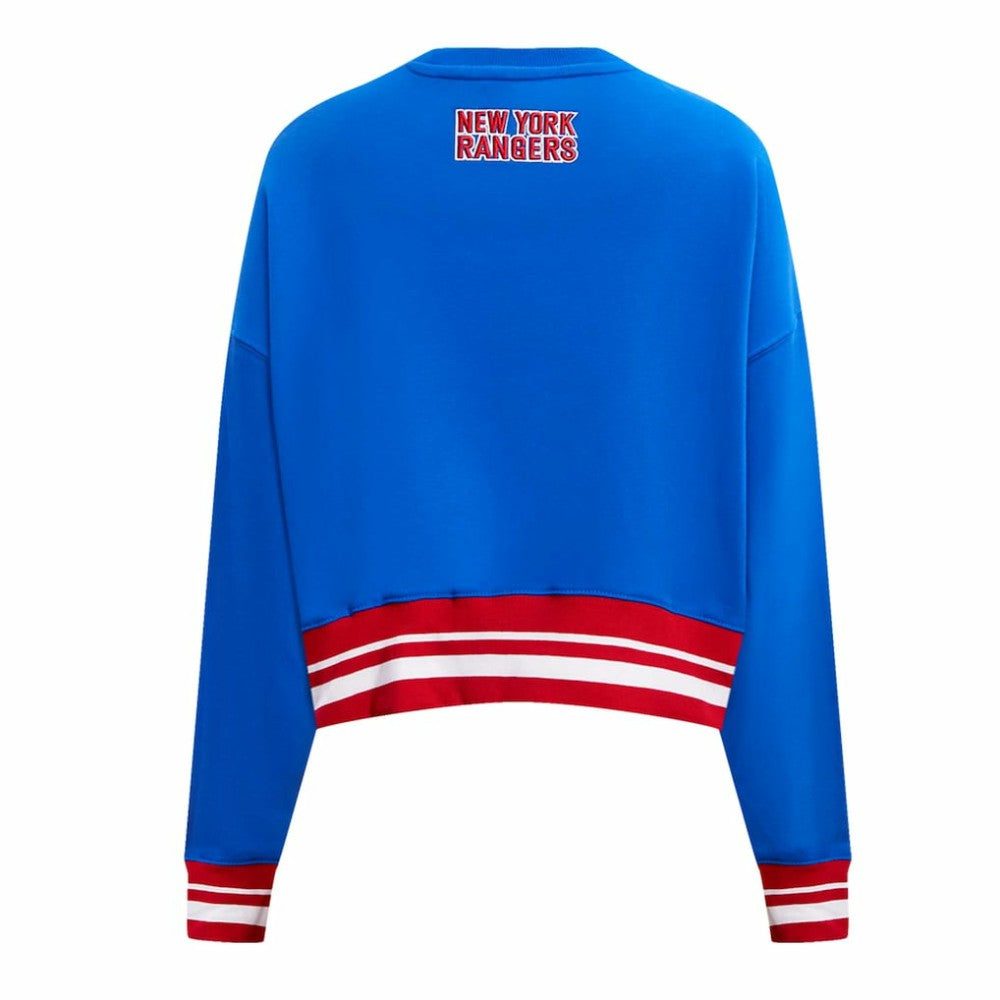 New York Rangers Pro Standard Women's Area Code Cropped Pullover Sweatshirt - Blue | US 201205094