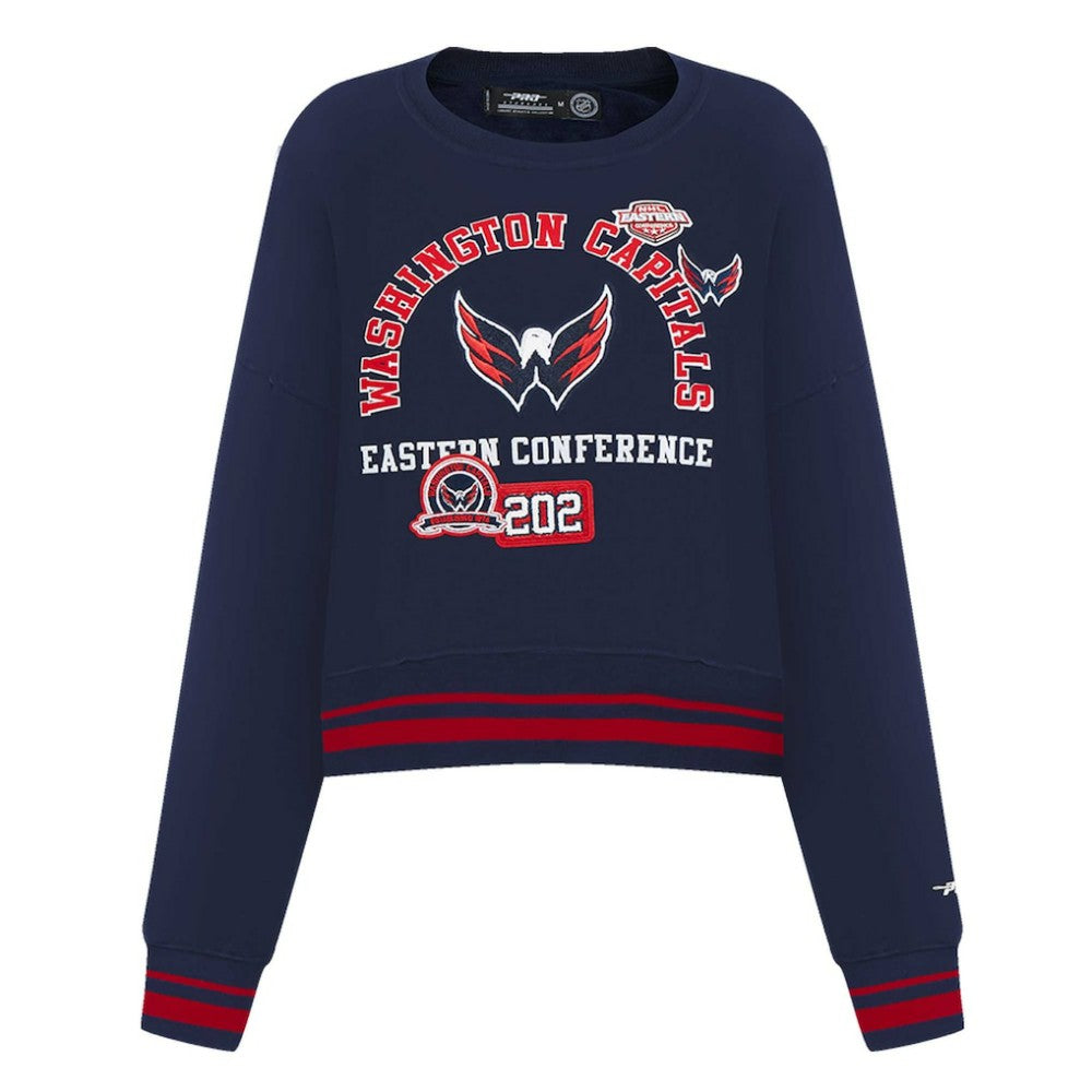 Washington Capitals Pro Standard Women's Area Code Cropped Pullover Sweatshirt - Navy | US 201205095