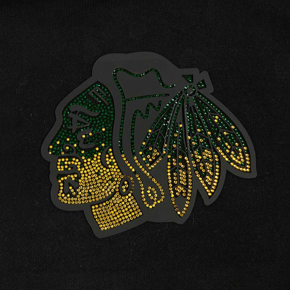 Chicago Blackhawks Pro Standard Women's Jewels Cropped Pullover Hoodie - Black | US 201205110