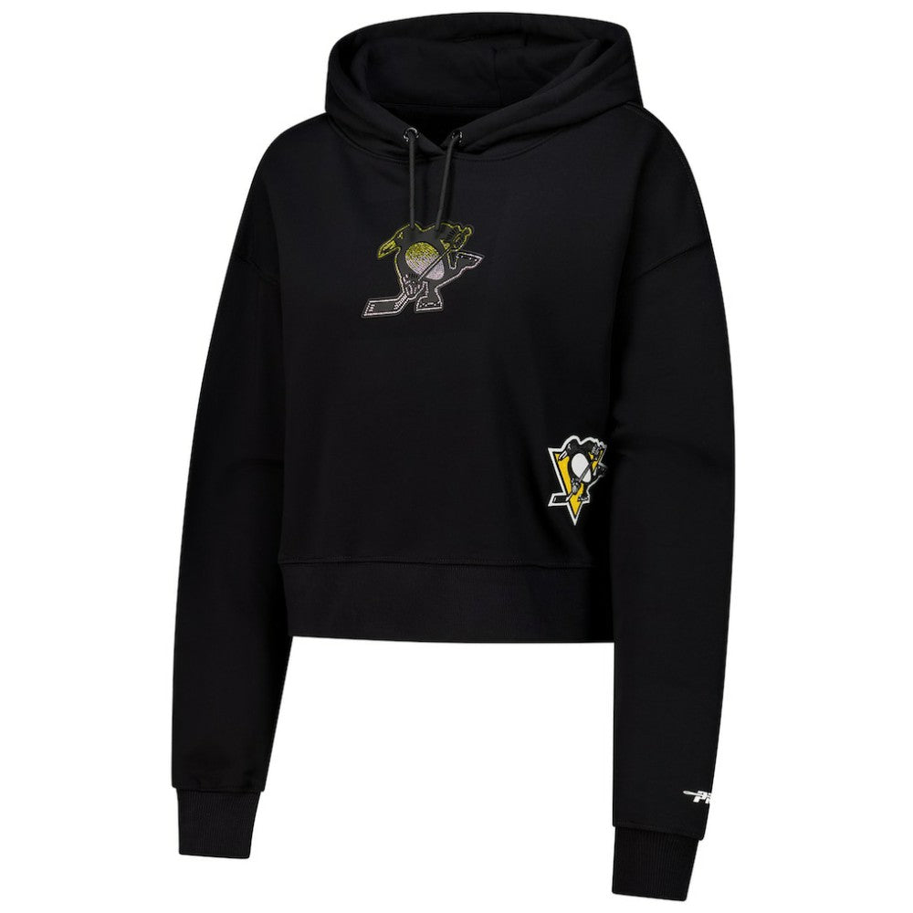 Pittsburgh Penguins Pro Standard Women's Jewels Cropped Pullover Hoodie - Black | US 201205116