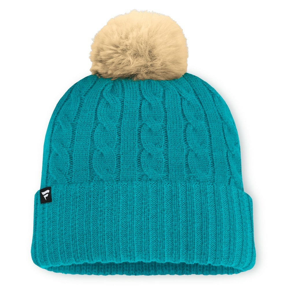 Miami Dolphins Women's Cable Knit Cuffed Hat with Pom - Aqua Hats