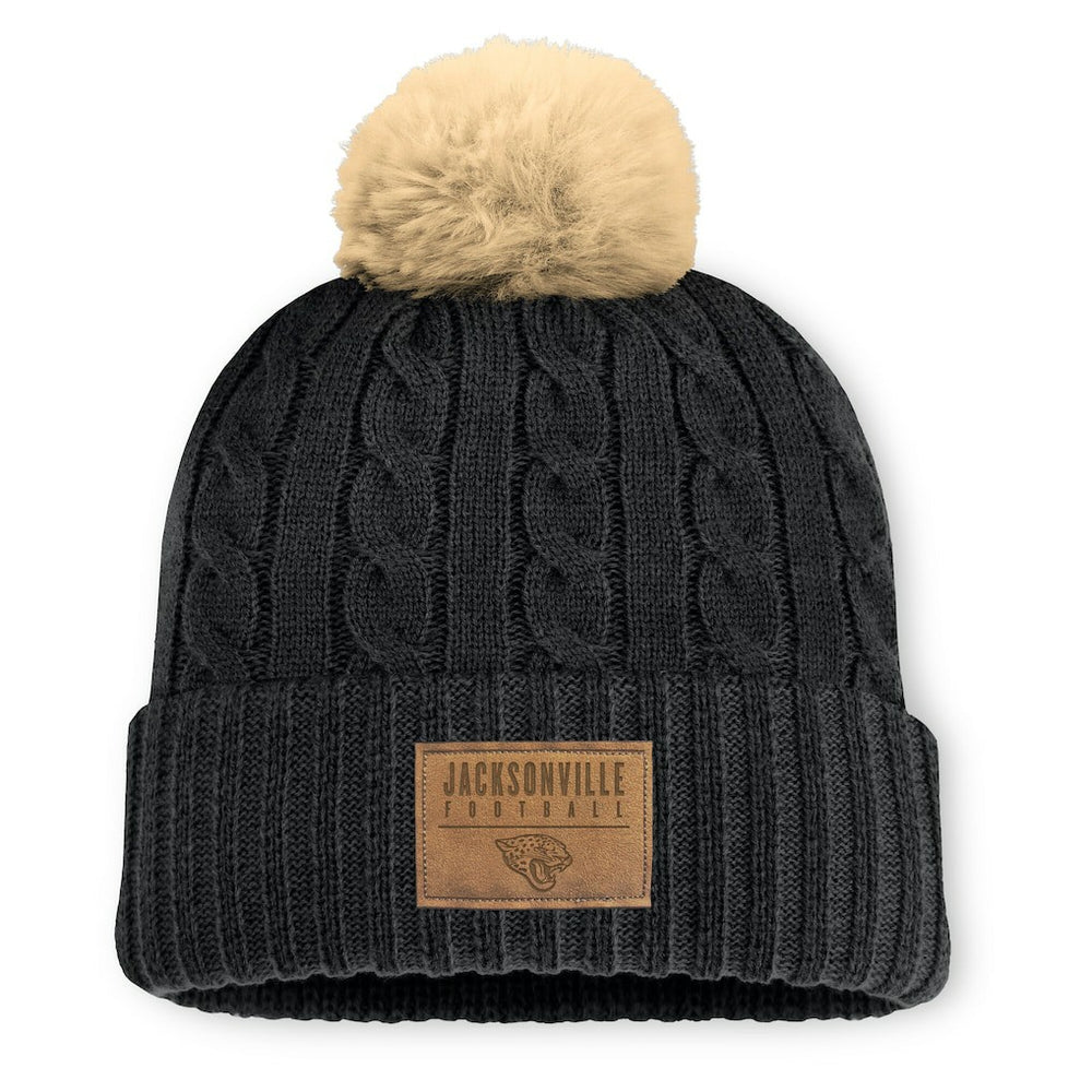 Jacksonville Jaguars Women's Cable Knit Cuffed Hat with Pom - Black Hats
