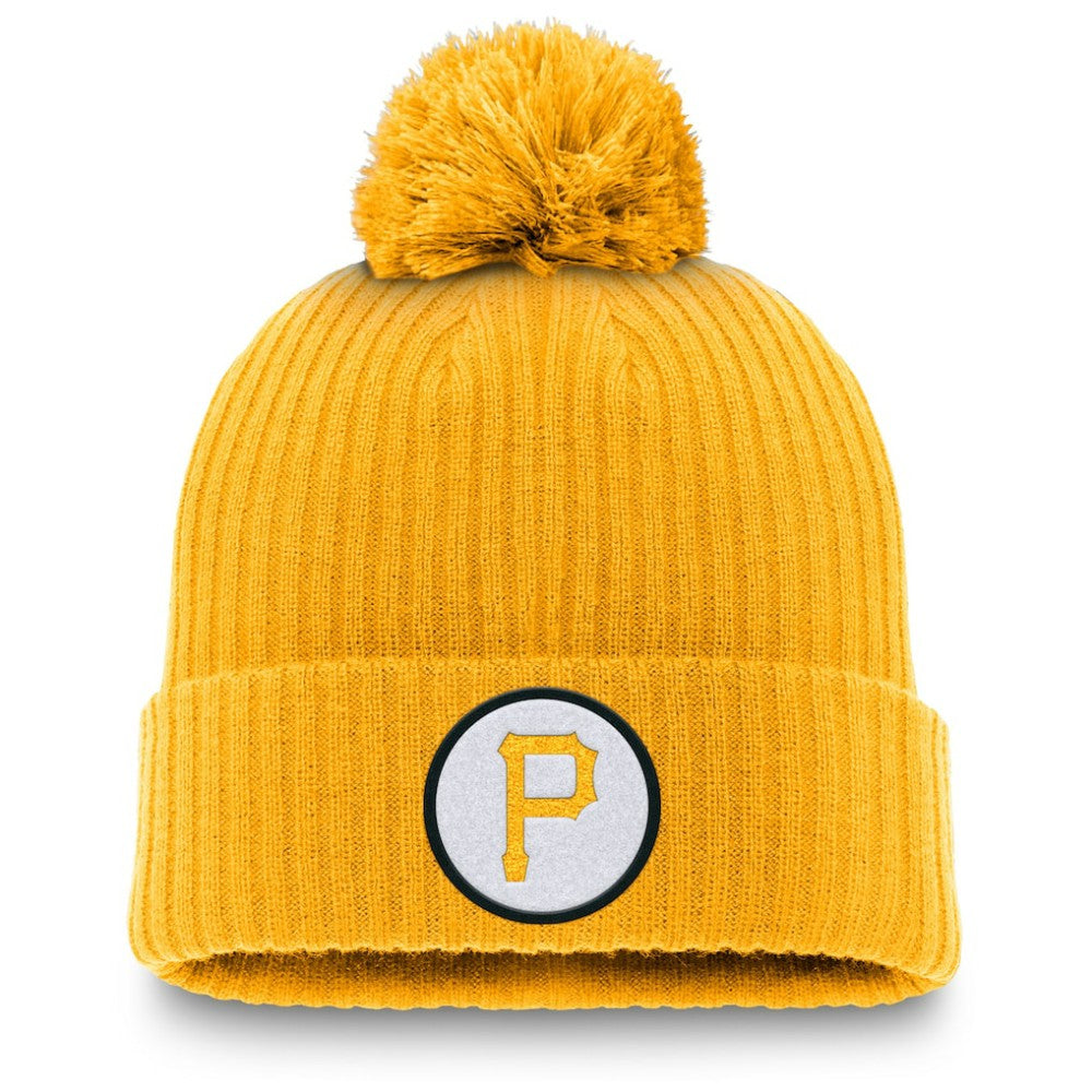 Pittsburgh Pirates Nike Cooperstown Collection Patch Cuffed Knit Hat with Pom - Gold Hats