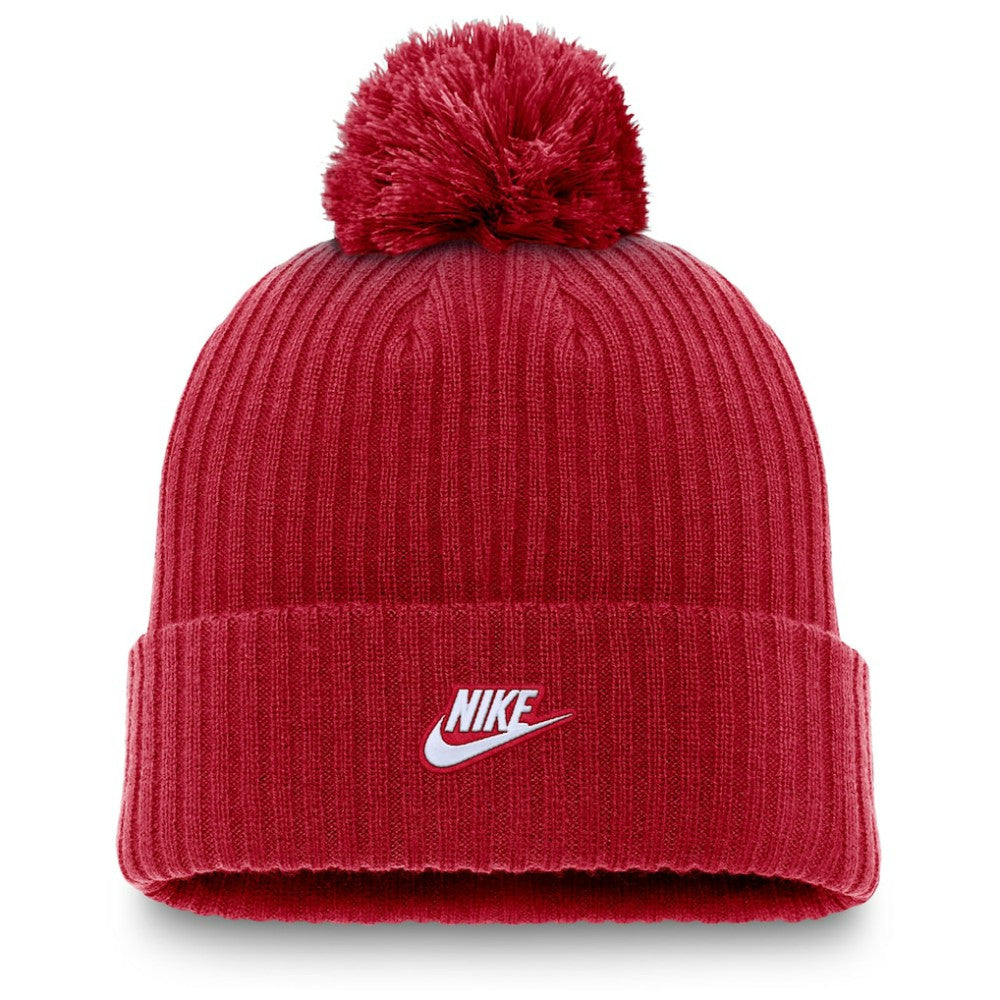 Atlanta Braves Nike Cooperstown Collection Patch Cuffed Knit Hat with Pom - Red Hats