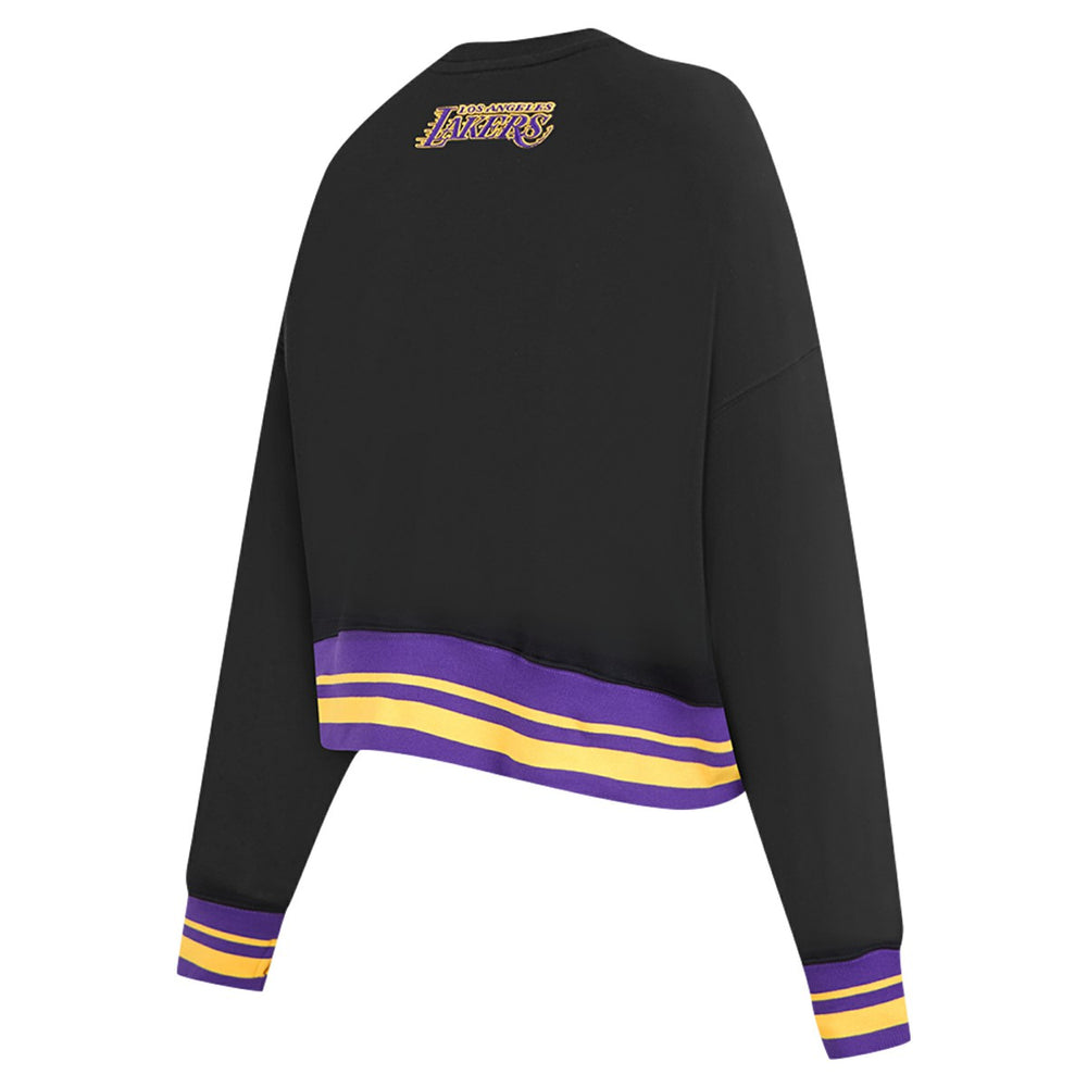 Los Angeles Lakers Pro Standard Women's Area Code Cropped Pullover Sweatshirt Black