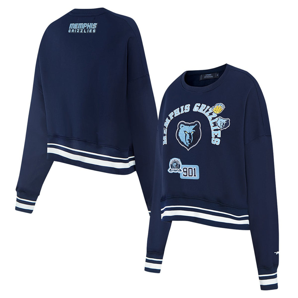 Memphis Grizzlies Pro Standard Women's Area Code Cropped Pullover Sweatshirt Navy outlet