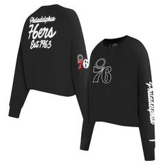 Philadelphia 76ers Pro Standard Women's Paint The City Cropped Pullover Sweatshirt Black outlet