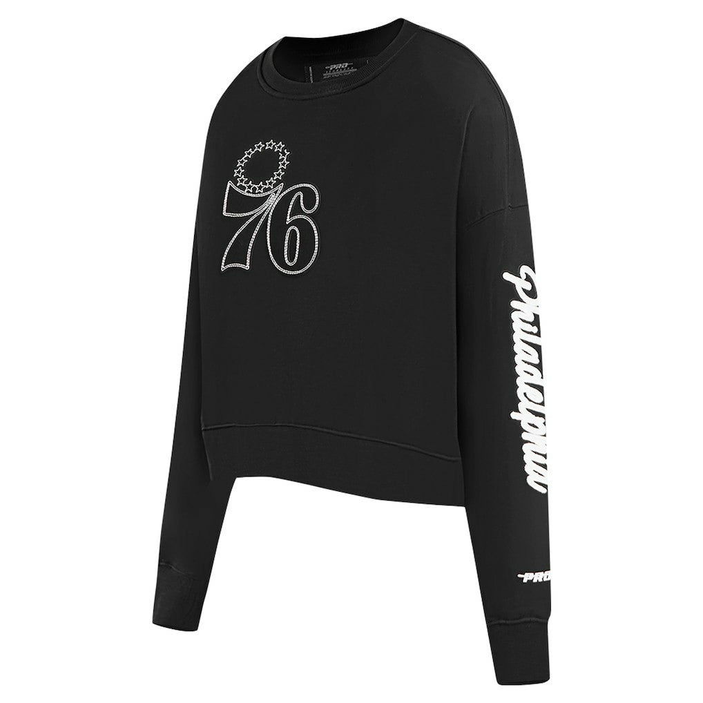 Philadelphia 76ers Pro Standard Women's Paint The City Cropped Pullover Sweatshirt Black outlet