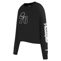 Philadelphia 76ers Pro Standard Women's Paint The City Cropped Pullover Sweatshirt Black outlet