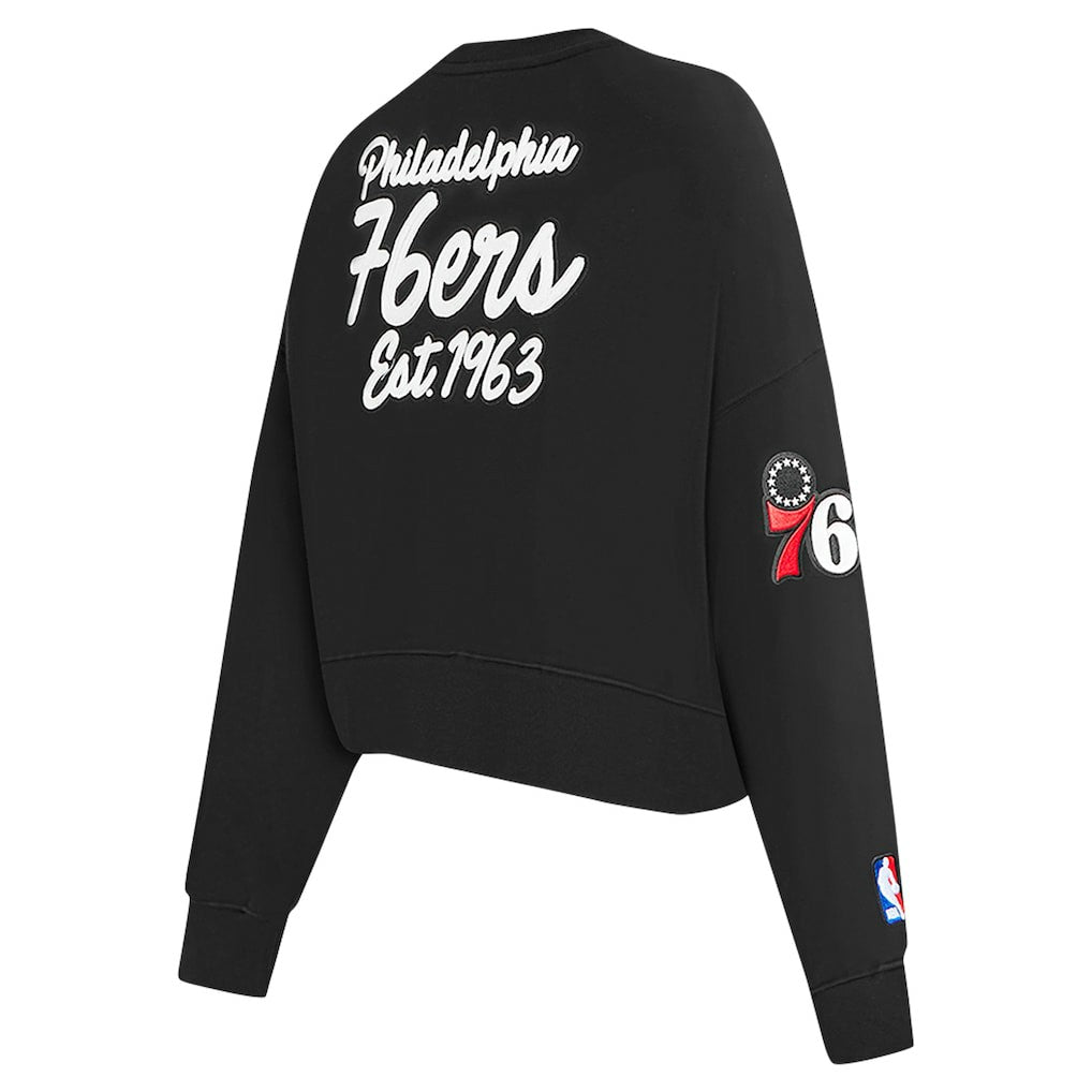 Philadelphia 76ers Pro Standard Women's Paint The City Cropped Pullover Sweatshirt Black outlet