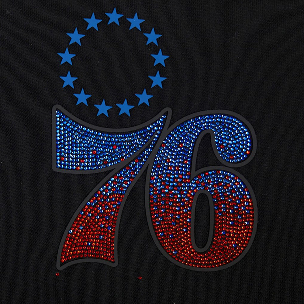 Philadelphia 76ers Pro Standard Women's Jewels Cropped Pullover Hoodie Black
