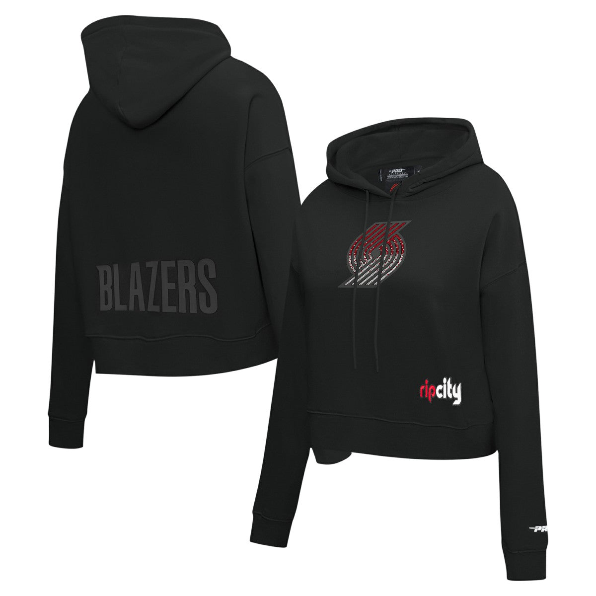 Portland Trail Blazers Pro Standard Women's Jewels Cropped Pullover Hoodie Black outlet