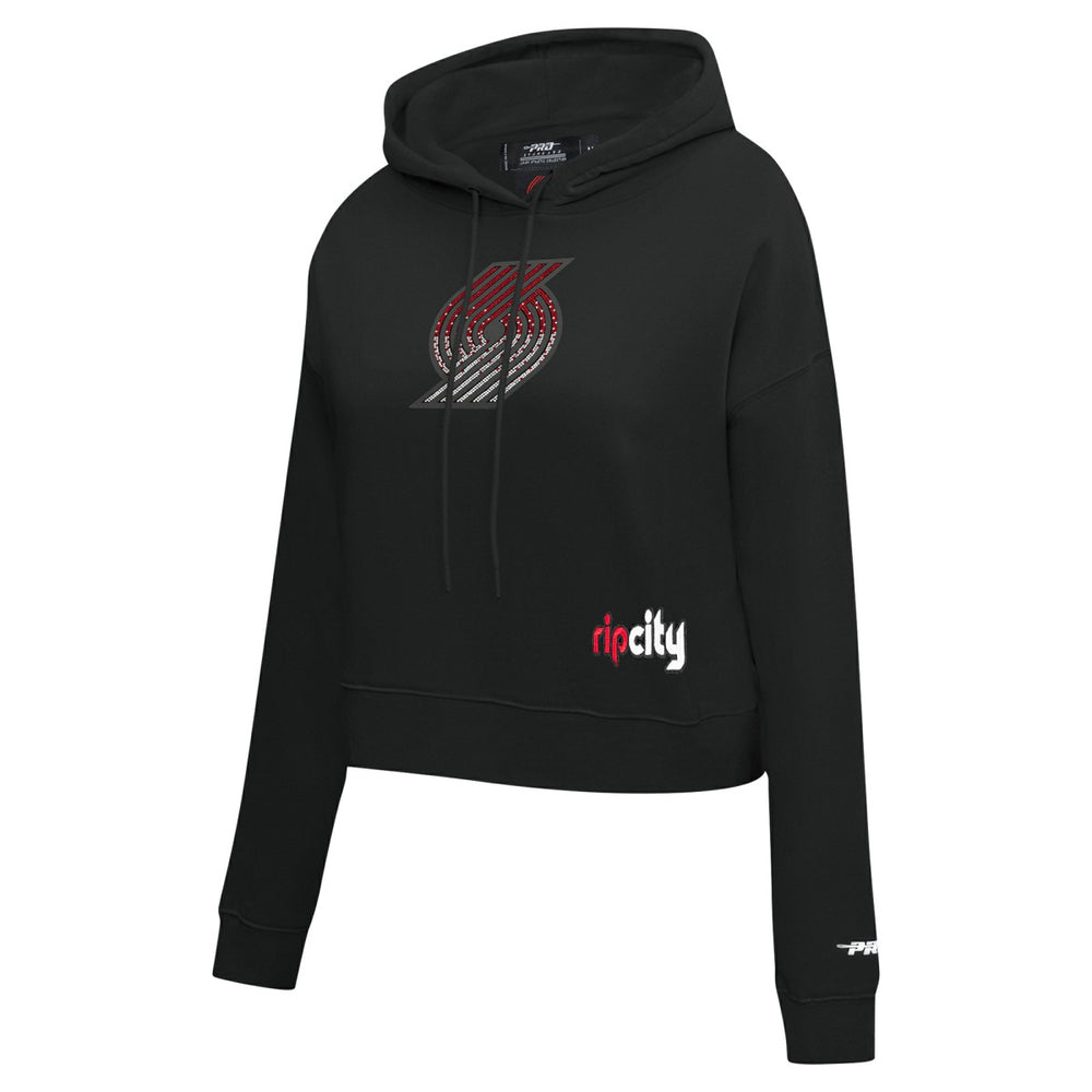 Portland Trail Blazers Pro Standard Women's Jewels Cropped Pullover Hoodie Black outlet