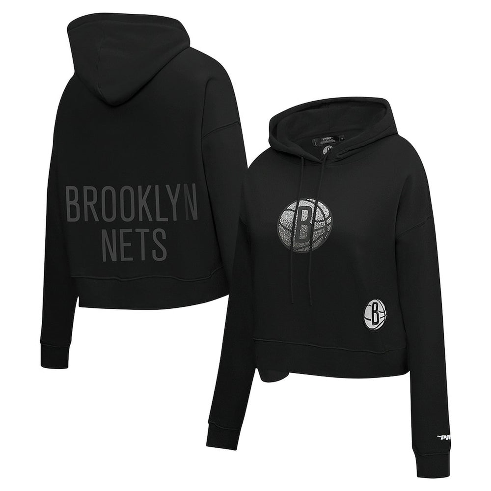 Brooklyn Nets Pro Standard Women's Jewels Cropped Pullover Hoodie Black