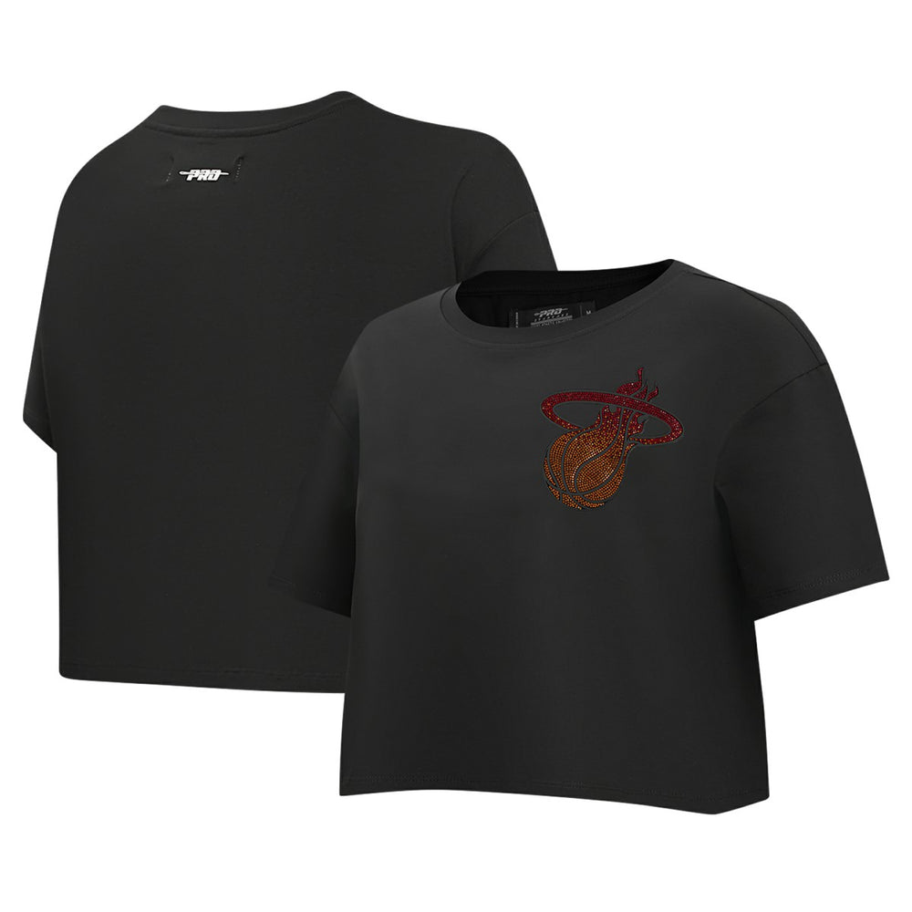 Miami Heat Pro Standard Women's Jewels Boxy Cropped T-Shirt Black