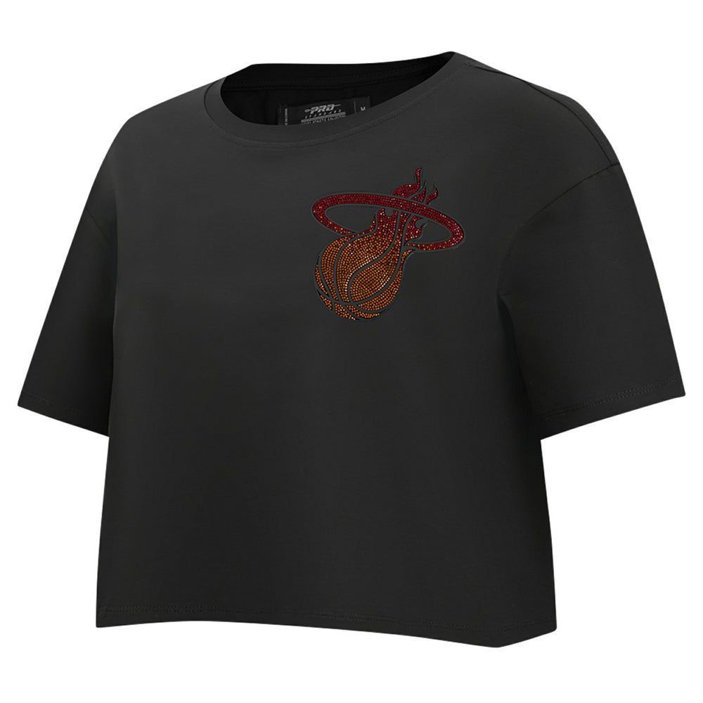 Miami Heat Pro Standard Women's Jewels Boxy Cropped T-Shirt Black