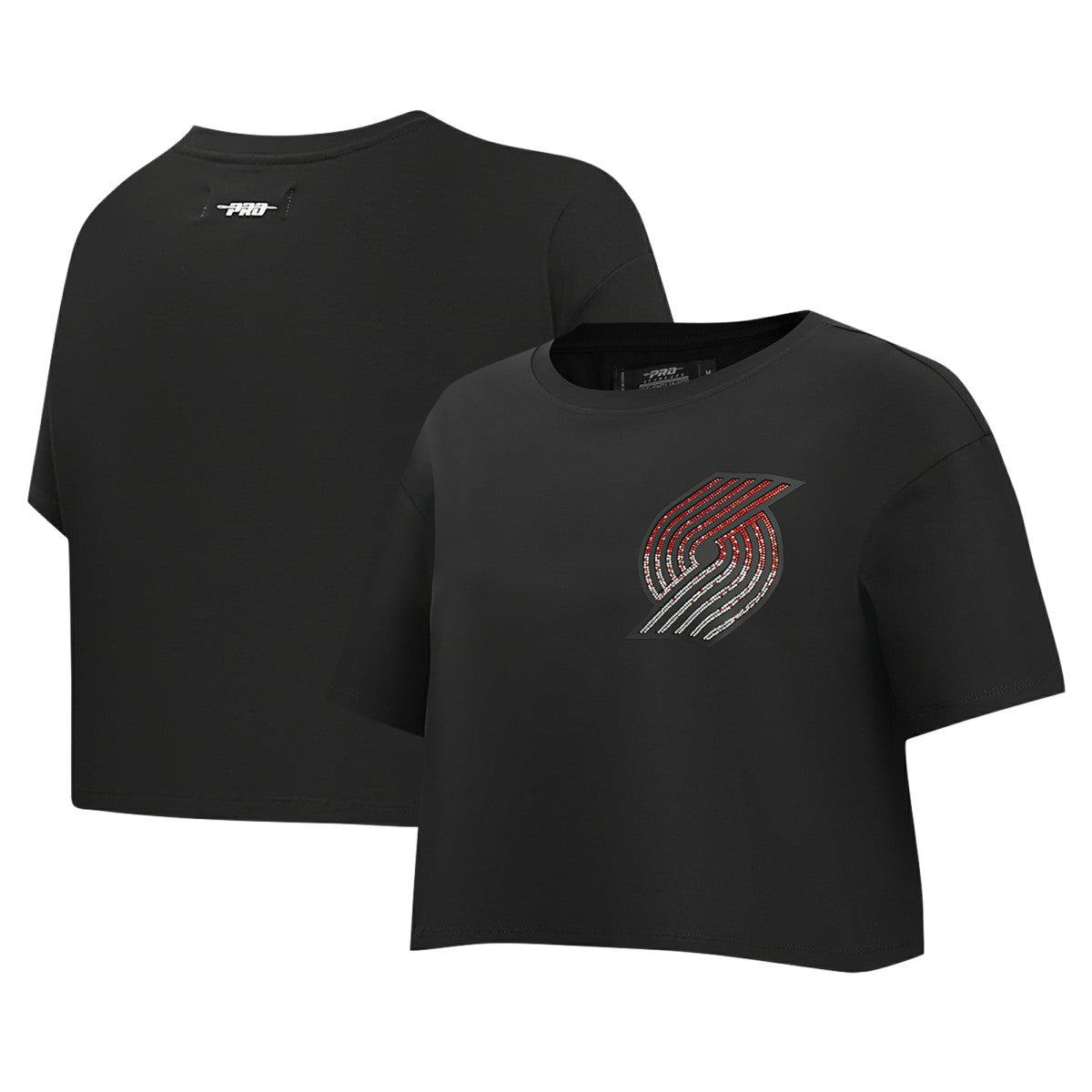 Portland Trail Blazers Pro Standard Women's Jewels Boxy Cropped T-Shirt Black