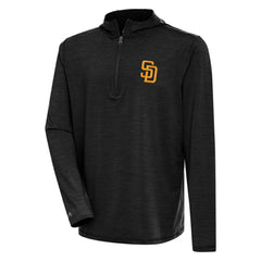San Diego Padres Antigua Tidy Quarter-Zip Hoodie - Heather Black Hoodies