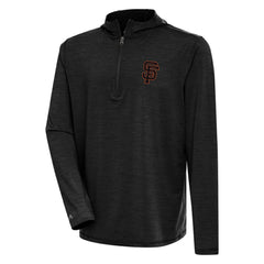 San Francisco Giants Antigua Tidy Quarter-Zip Hoodie - Heather Black Hoodies