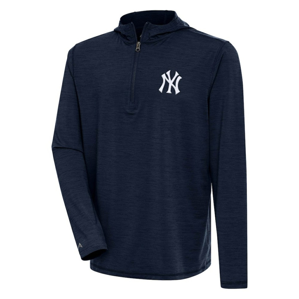 New York Yankees Antigua Tidy Quarter-Zip Hoodie - Heather Navy Hoodies