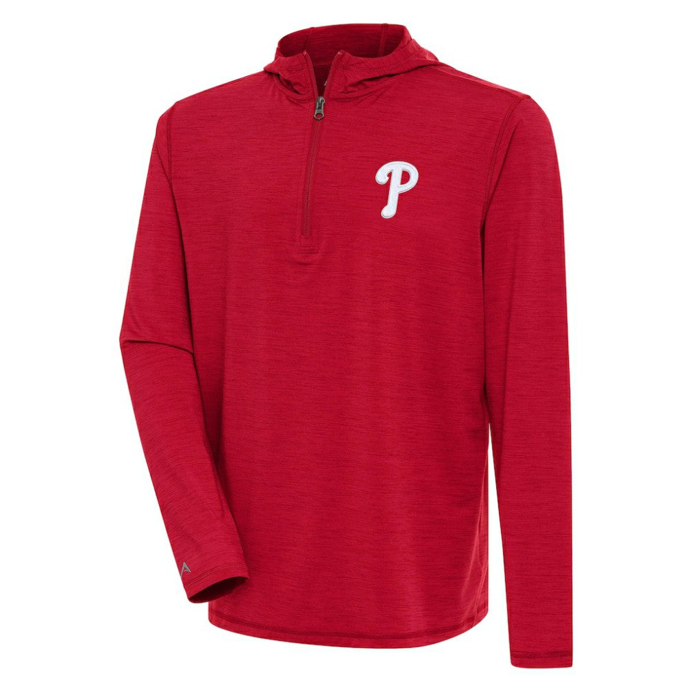 Philadelphia Phillies Antigua Tidy Quarter-Zip Hoodie - Heather Red Hoodies