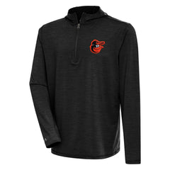Baltimore Orioles Antigua Tidy Quarter-Zip Hoodie - Heather Black Hoodies