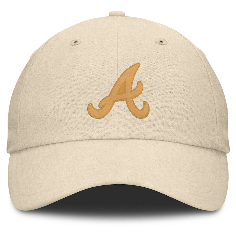 Atlanta Braves Fanatics Front Office Leather Patch Adjustable Hat - Cream Hats