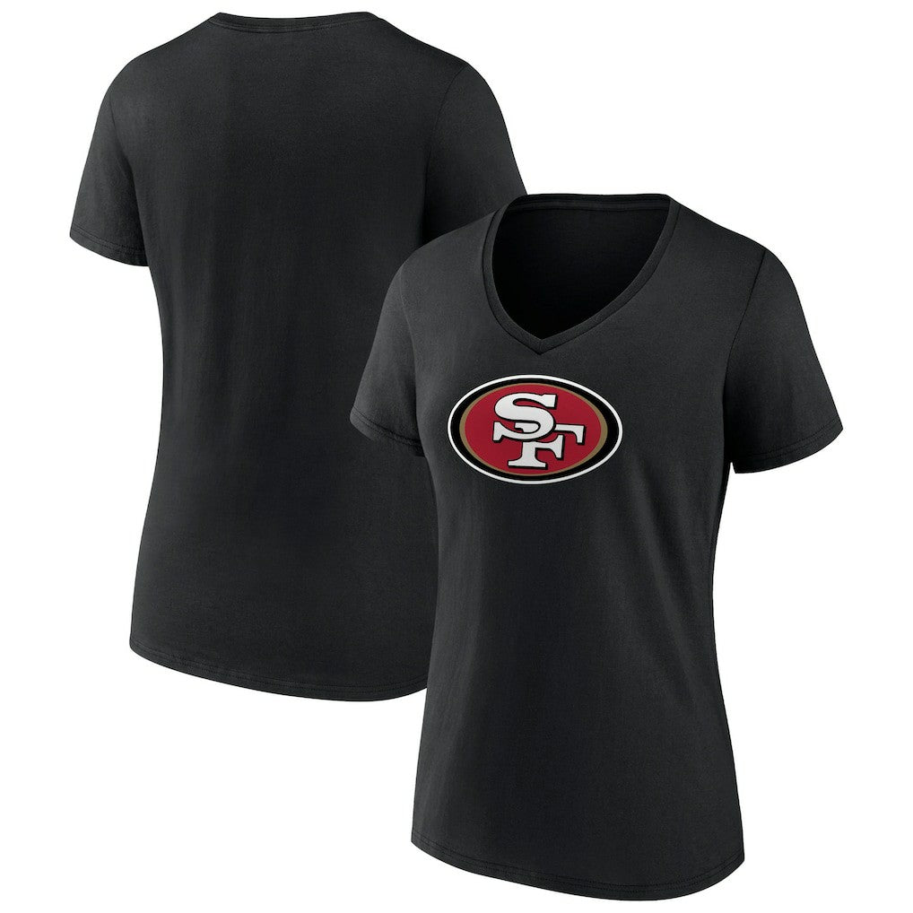 San Francisco 49ers Women's Primary Logo V-Neck T-Shirt - Black T-shirts